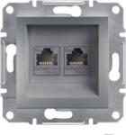 Schneider Electric Schneider EPH4400162 ASFORA acél 2xRJ45 Cat5e UTP aljzat (EPH4400162) (EPH4400162)