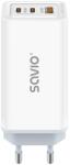 SAVIO LA-07 GaN 2x USB-C / USB-A Hálózati töltő - Fehér (65W) (LA-07) (LA-07)