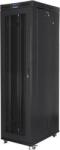 Lanberg 19" szabadon álló rack szekrény 47U/800X1000 perforált ajtó, lapraszerelt, LCD kijelző, fekete V2 (FF01-8047-23BL) (FF01-8047-23BL)