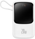 Baseus Qpow Pro Powerbank USB-C kábellel USB-C 2xUSB 10000mAh 20W fehér (PPQD060002) (PPQD060002) (PPQD060002)