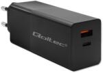 Qoltec 52382 Power Pro 1x USB Type-C / 1x USB Type-A GaN Hálózati töltő - Fekete (100W) (52382) (52382)