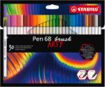 STABILO Pen 68 brush, rugalmas ecset formájú heggyel, tokban, 30 szín (4006381578219) (4006381578219)