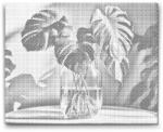  PontPöttyöző - Monstera a vázában Méret: 30x40cm, Keretezés: Keret nélkül (csak a vászon), Szín: Kék