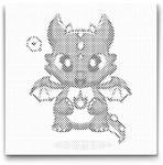  PontPöttyöző - Cuki sárkányka Méret: 50x50cm, Keretezés: Kerek keret, Szín: Fekete