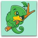  Festés számok szerint - Kaméleon az ágón Méret: 50x50cm, Keretezés: Keret nélkül (csak a vászon)