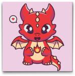  Festés számok szerint - Cuki sárkányka Méret: 30x30cm, Keretezés: Műanyagtáblával