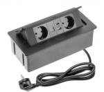 GTV Priza incastrabila dreptunghiulara 2xSCHUKO, 2xUSB, 1xRJ45, negru mat (AE-PBSUR2GS-20)