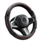 Autolife Genuine Leather Valódi bőr kormányvédő 38cm fekete-narancs DW-5002OR (00924) - olaj