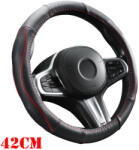 Autolife DW-5056R-42 42CM Valódi bőr kormányvédő szellőző lyukacsos Piros betétes mintával (00443)