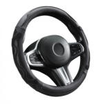 Autolife Genuine Leather Valódi bőr kormányvédő 38cm fekete-szürke DW-5002GRAY (00948) - olaj