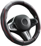 Autolife DW-5056R Valódi bőr kormányvédő szellőző lyukacsos Piros betétes mintával (01983)