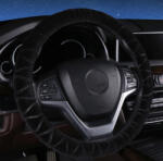 Autolife 2185BK Fekete plüss kormányvédő 38 cm (2185BK)