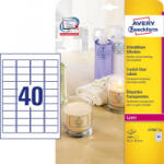 AVERY Etikett címke, 45, 7 x25, 4mm, víztiszta, 40 címke/ív, 25 ív/doboz, átlátszó (L7781-25) (L7781-25)