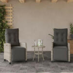 vidaXL 2 db világosszürke polyrattan dönthető kerti szék lábtartóval (VD365246)