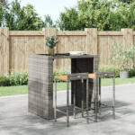 vidaXL 2 db szürke polyrattan és tömör akácfa bárszék (VD362603)