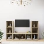 vidaXL 3 db sonoma tölgy színű szerelt fa TV-szekrény 107 x 35 x 37 cm (VD3079964)