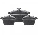 Cheffinger 3 db-os serpenyős készlet fedővel CF-SQC01, márvány bevonat, 20-24-28cm/2L-3.5L-5.7L, tapadásmentes (CF-SQC01)