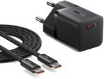 Baseus GaN5 Mini hálózati gyorstöltő 25W, USB Type-C, 1m kábellel, fekete (P1011090911301)