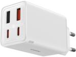 Baseus GaN6 Pro hálózati gyorstöltő 65W, 2xUSB Type-C + 2xUSB Type-A, 1m kábellel, fehér (P1016270121300)