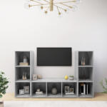 vidaXL 3 db betonszürke szerelt fa TV-szekrény 107 x 35 x 37 cm (VD3079965)