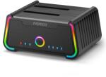  Kettős merevlemezes dokkoló állomás, FIDECO, USB 3.0, rack kompatibilis, játékvilágítás, SATA HDD/SSD 2, 5" /3, 5" , 3 az 1-ben dokkoló állomás offline klónozási funkcióval, PC, PS5, laptop, okos (JC-