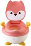 Flippy Gyerek bili, KipHome, +6 hónap, Kivehető rekeszes, tetővel, csúszásmentes, műanyag, puha gyűrű, animált róka mintával, fogantyúval, 34, 5 x 35 x 23 cm, rózsaszín/fehér