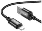 hoco. x89 adatkábel, usb - lightning, 2.4a, gyorstöltő, 100cm, cipőfűző, fekete, kompatibilis: Apple iPhone 6S 4.7 / iPhone SE 2, 2020, / iPhone SE 3, 2022 (X89_USB_L_B_100)