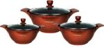 Cheffinger 3 db-os serpenyős készlet fedővel CF-LC01-BUR, márvány bevonat, 20-24-28cm/2L-3.5L-5.7L, tapadásmentes (CF-LC01-BUR)