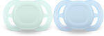 Philips Залъгалки Philips Avent - Ultra Start, пастелни цветове с кутия за стерилизиране, 0-2 m, 2 броя (00A.0623.001)