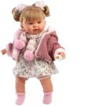 Llorens Llorens: Alexandra 42cm-es síró baba cumival rózsaszín kötött kabátban és virágos szoknyában (42286) - innotechshop