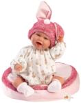 Llorens Llorens: Mimi 42cm-es mosolygós baba nyuszifüles rózsaszín sapkában párnával (74134) - innotechshop
