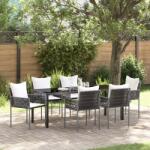 vidaXL 7 részes Kerti Étkező Szett párnákkal barna poly rattan (3379098)