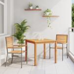 vidaXL 3 részes kerti étkezőszett Szürke Polyrattan Akác (3365512)