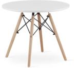 LEOBERT Skandináv kerek dohányzóasztal, matt fehér 60 cm MDF lap, bükk láb (model_3699_1-MAKSI-CAR60)