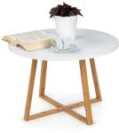 ModernHOME Skandináv dohányzóasztal, 60 cm, fehér MDF lap, bambusz lábak (RH1902-04)