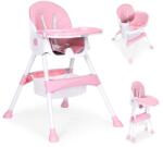 ECOTOYS Összecsukható rózsaszín etetőszék dupla tálcával, kosárral, 5 pontos öv (HC521 PINK)