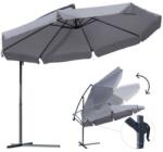 MalTec Függő Gémes Kitekerhető Napernyő, 3, 5 m, szürke, takaróponyvával, 8 db acél merevítős, 180 g/m2 (111426)