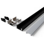 Avide Falon kívüli opál búrás "U" fekete alu profil Avide (AVI AAP SM177 1M BW)