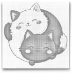  PontPöttyöző - Jin Jang Cicák Méret: 50x50cm, Keretezés: Kartonlemezen, Szín: Kék