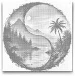  PontPöttyöző - Jin Jang Nap és hold 2 Méret: 50x50cm, Keretezés: Műanyagtáblával, Szín: Piros