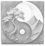  PontPöttyöző - Jin Jang - Ősz nap és éj Méret: 50x50cm, Keretezés: Keret nélkül (csak a vászon), Szín: Kék