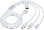 3mk Protection Hyper 3in1 USB Type-C / USB Type-A apa - USB Type-C / Micro USB Type-B / Lightning apa Töltőkábel - Fehér (1.5m) (5903108541237) (5903108541237)