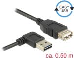 Delock Bővítő kábel EASY-USB 2.0-s A- típusú csatlakozódugó, ívelt bal / jobb USB 2.0 A-típusú hüv