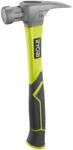 RYOBI Claw Hammer RH16FSS, suport magnetic pentru unghii, 450 g, suprafata neteda, maner antiderapant (RH16FSS) Ciocan