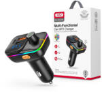 XO BCC09 Bluetooth FM-transmitter/gyorstöltő 25W PD 2xUSB/MP3/Pendrive lejátszás/RGB Light - fekete