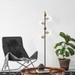 Opviq Modern állólámpa fém házzal és üvegkupakkal, 35 x 22 x 163 cm | 6 x E14 foglalat, fekete és antik kivitel | Stílusos világítás Glam és skandináv dekorációhoz (87129-942FLG1513)