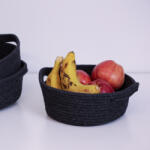 Aberto Design Kézzel készített pamut kosárkészlet (3 db), fekete, 20x20x8 cm (79608-171JTR1237)