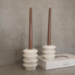 Aberto Design Elegáns gyertyatartó készlet (2 db), 100% Thassos márvány, fehér | Magas: 9 cm átmérő x 12 cm magas, rövid: 9 cm átmérő x 6 cm magas | Tökéletes lakberendezéshez és különleges alkalmakra (85640-144ARD