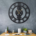Wallity Elegáns fekete fém falióra, 70 cm | Csendes mechanizmus, 100% fém, könnyű fali akasztó (80175-805BSG1107)