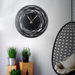 Wallity Elegáns fekete dekoratív fém falióra, 50 x 50 cm | 100% fém (2 mm) | Csendes mechanizmus, Könnyű fali függesztés | Tökéletes otthoni és irodai dekorációhoz (88820-805BSG1111)